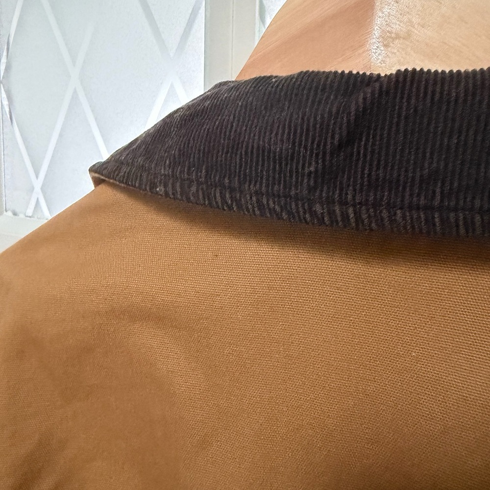 Landsend Tan Jacket with Dark Brown Corduroy Collar Chore Barn Coat - Picture 6 of 7